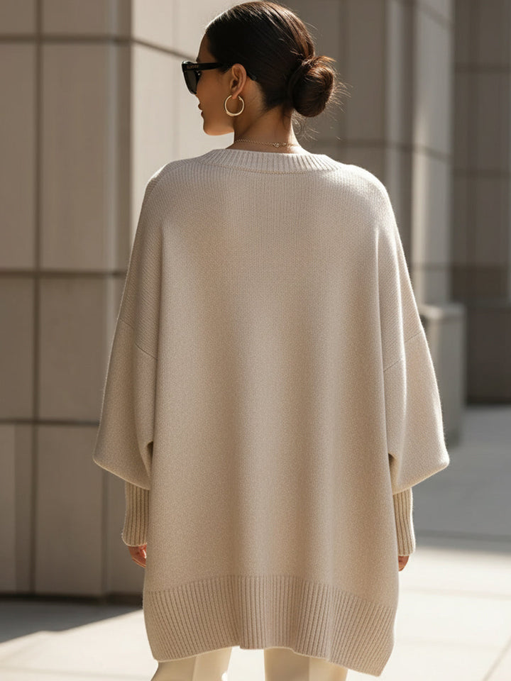 Callowyn | Women's Oversized Cashmere Cape Sweater, Poncho-Style Batwing Sleeve – Elegant Layering