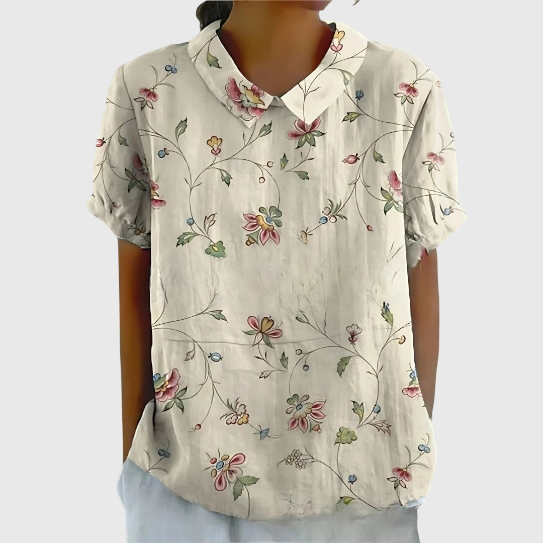 Jenna | V-Neck Short Sleeve Floral Blouse for Women