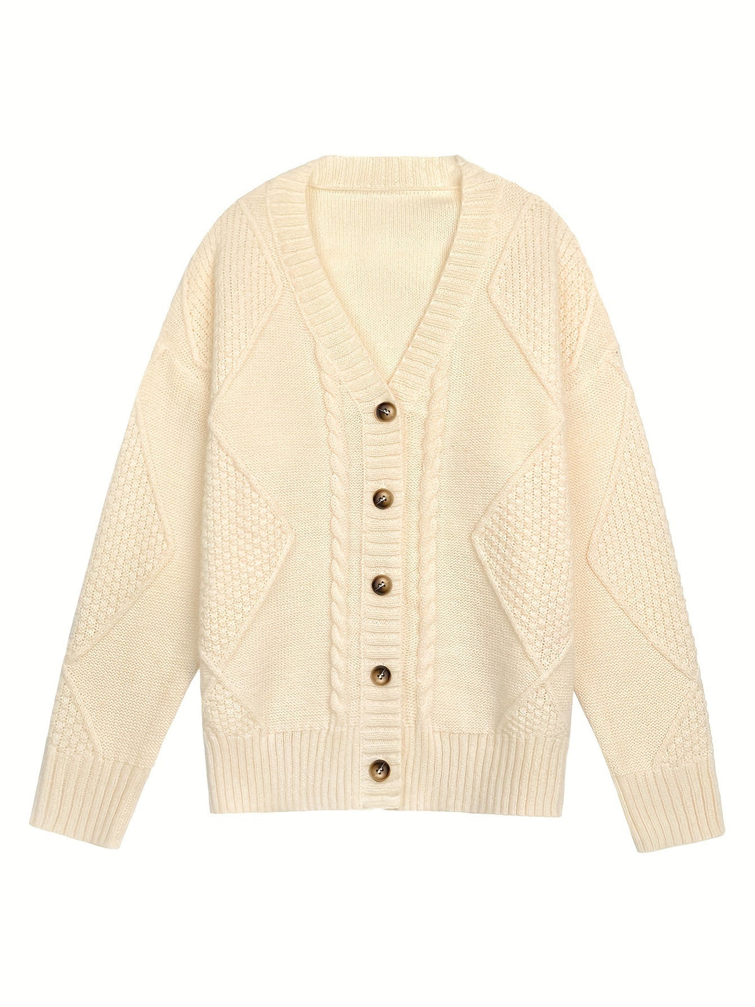 Beatrix | Women's Cable Knit Button-Front V-Neck Cardigan