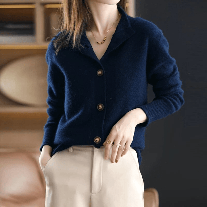 Women's Fluffy Button Front Cardigan – Plush Long Sleeve Knit Cardigan