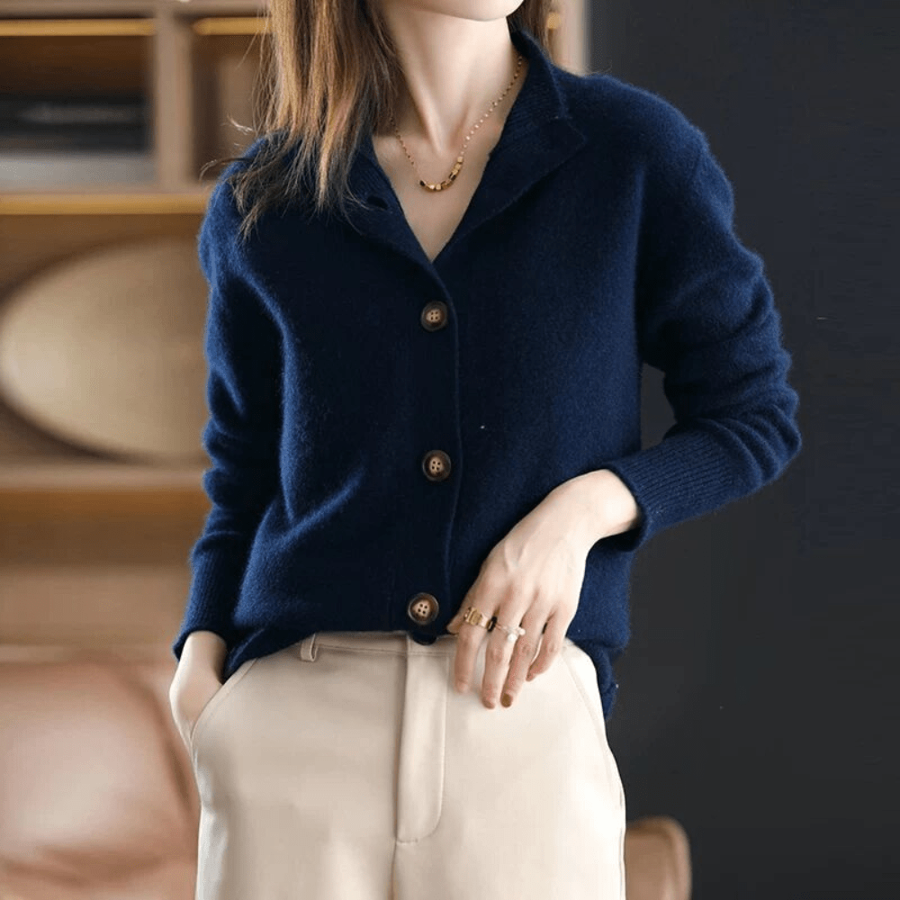 Women's Fluffy Button Front Cardigan – Plush Long Sleeve Knit Cardigan