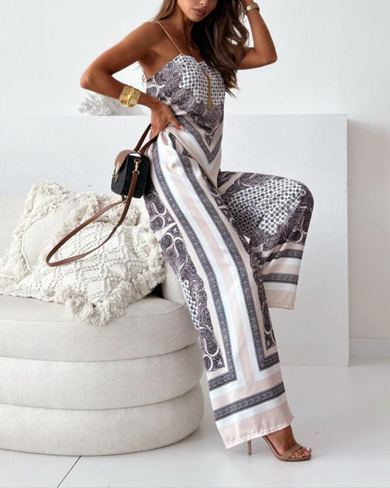 Lila Printed Lace-Up Vest & Pants Set