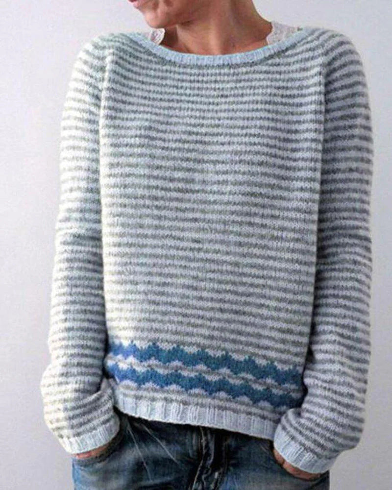 Women's Nordic Knit Sweater – Scandinavian Pattern Crew Neck Pullover