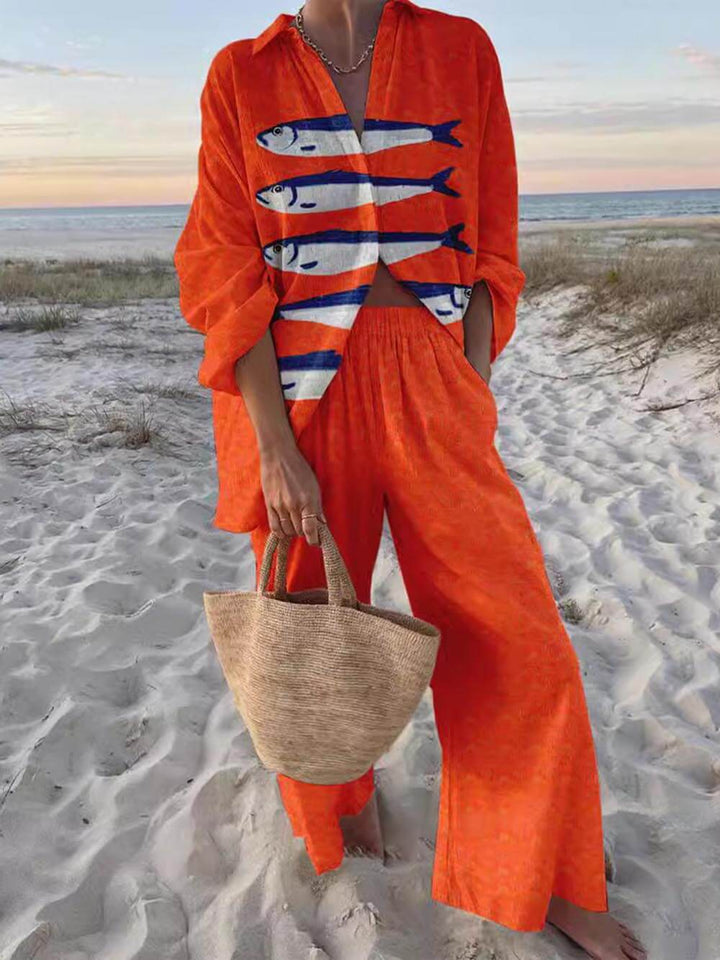 Sofia Oversized Shirt and Wide-Leg Pants Set