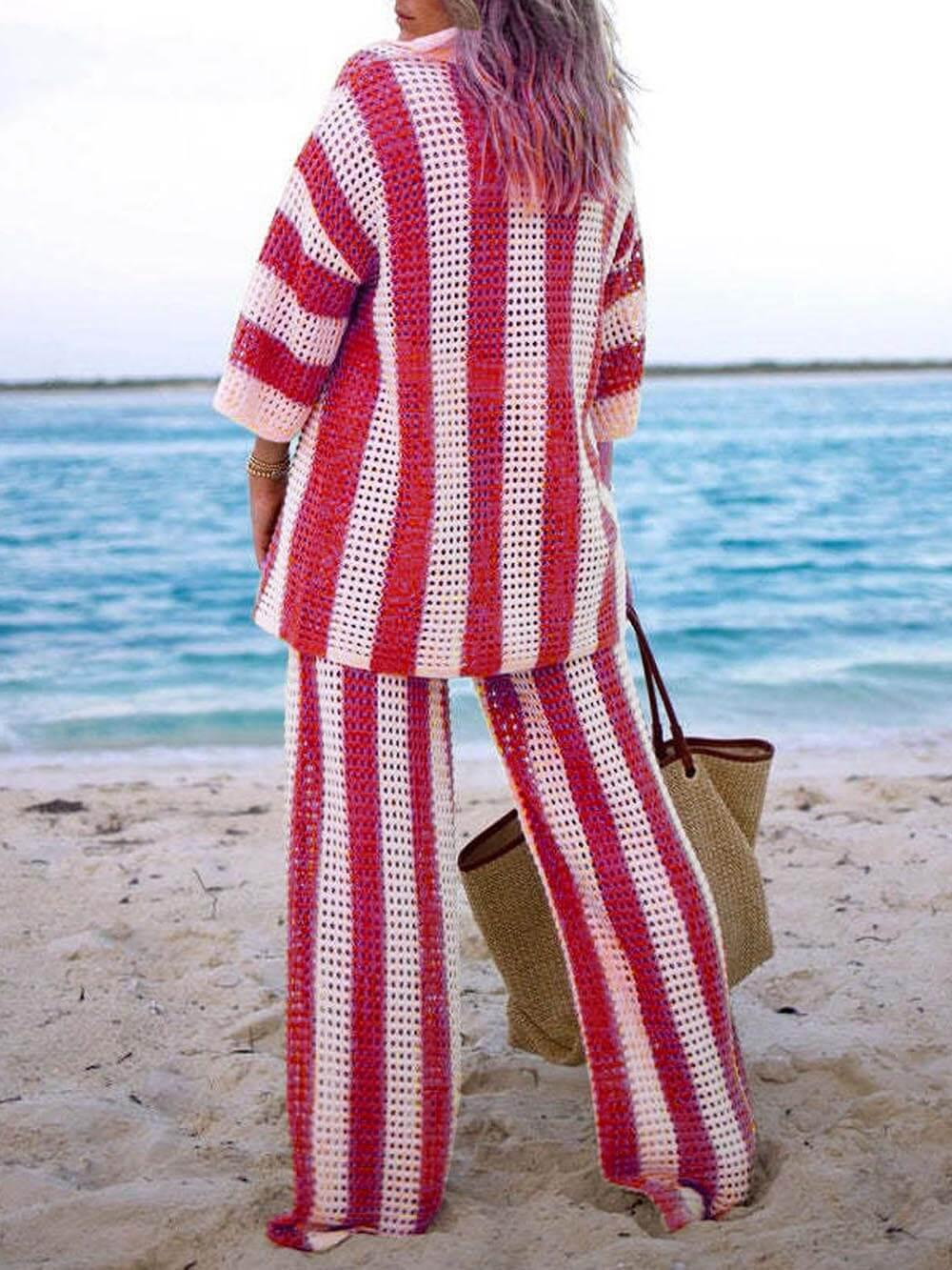 Sienna Striped Shirt and Wide Leg Pants Set