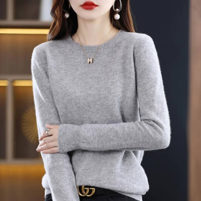 Women's Relaxed Crew Neck Knit Sweater – Soft Long Sleeve Pullover