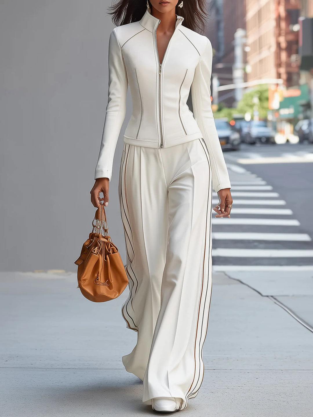 Lila Zip-Up Wide-Leg Pant Set