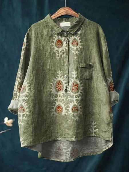 Caroline | Floral Oversized Collar Blouse for Women