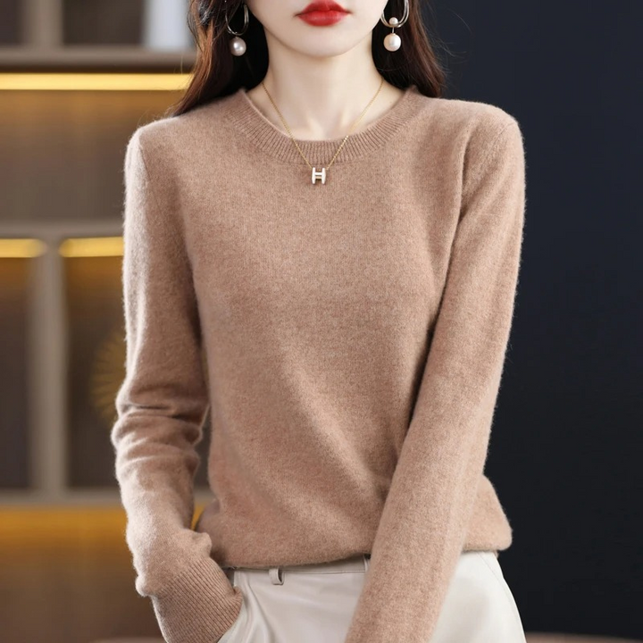 Women's Relaxed Crew Neck Knit Sweater – Soft Long Sleeve Pullover