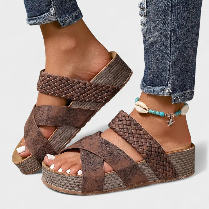 Alivia | Quilted Cross Strap Platform Sandals for Women