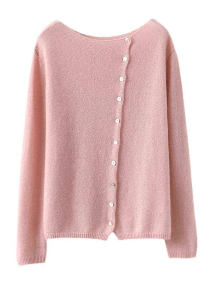 Women's Button-Front Cardigan Asymmetric V-Neck Long Sleeve Knit Casual