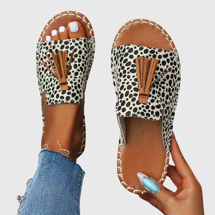 Lorraine | Woven Tassel Slide Sandals for Women