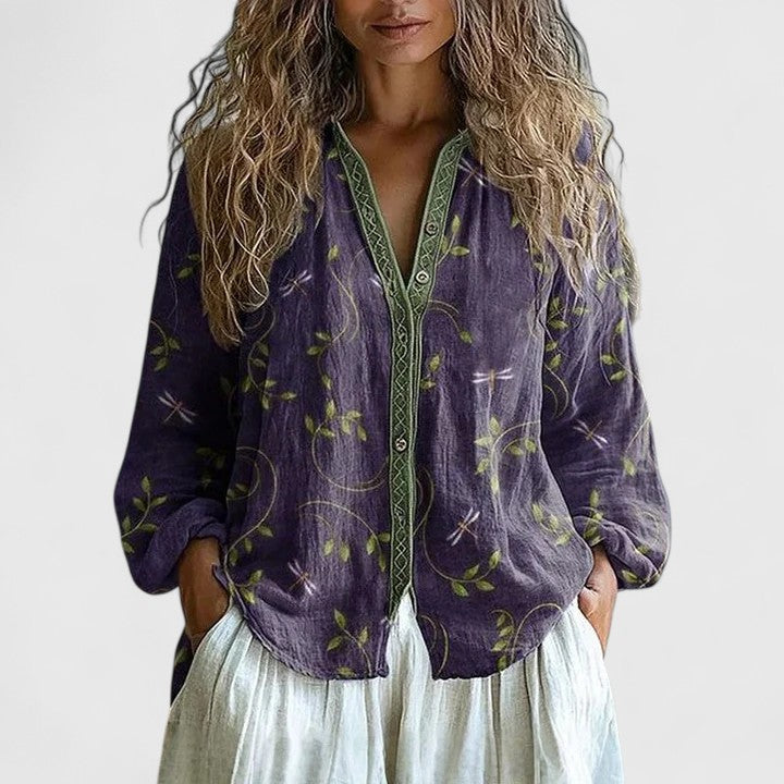 Adrianne | Floral Button-Down Blouse for Women