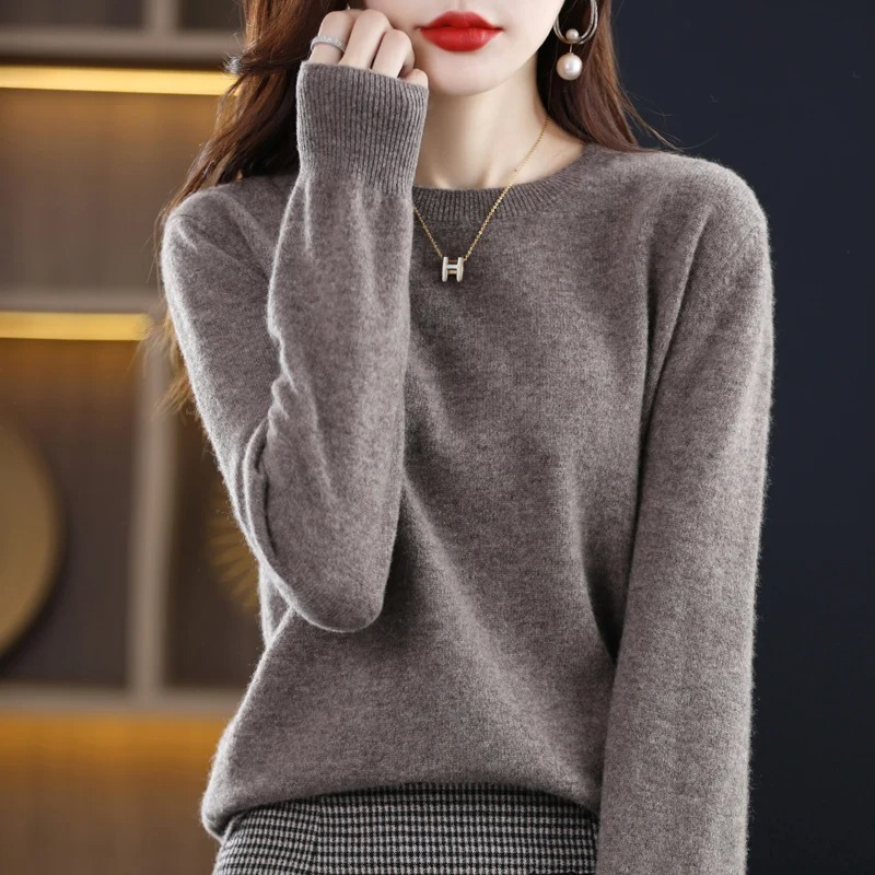 Women's Relaxed Crew Neck Knit Sweater – Soft Long Sleeve Pullover