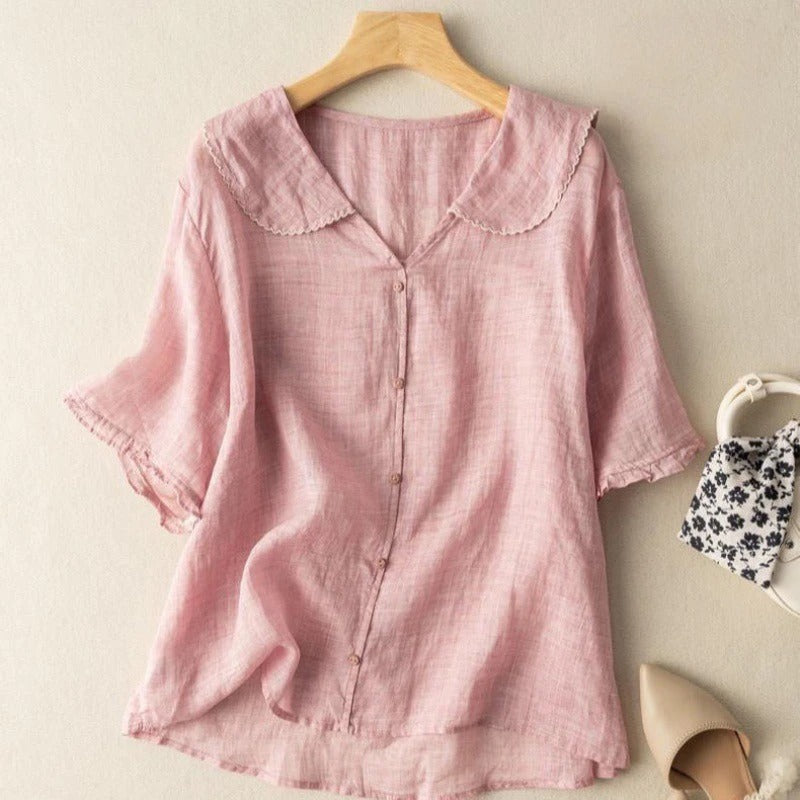 Effi | Button-Down Blouse with Scalloped Collar for Women