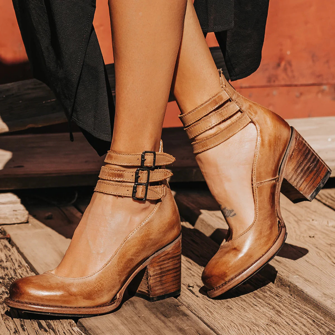Women's Block Heel Ankle Strap Booties
