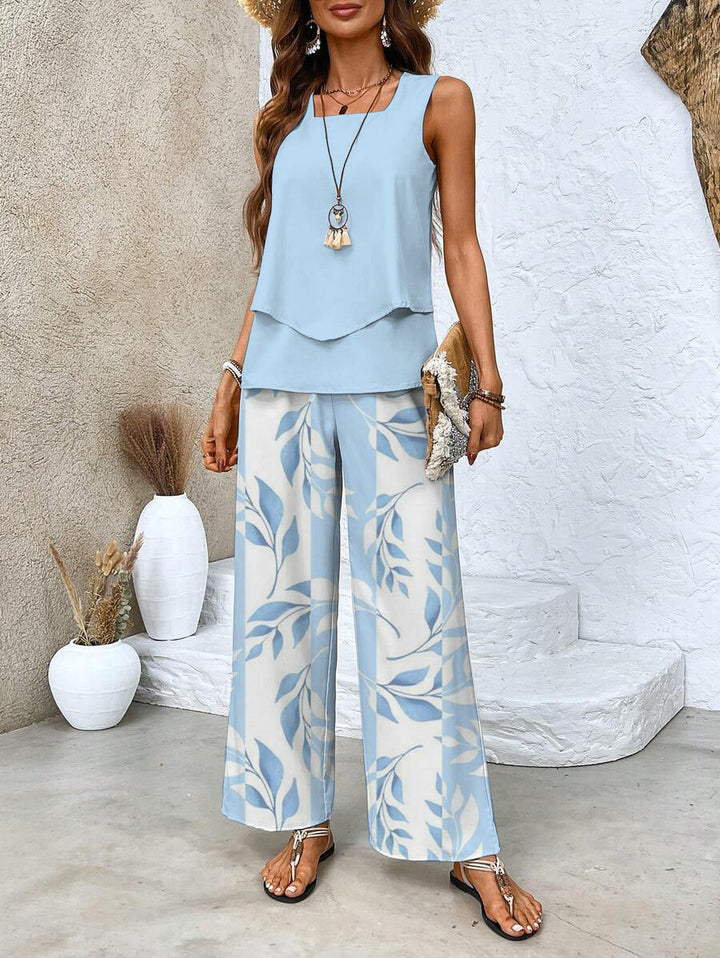 Corinne | Wide Leg Floral Print Two-Piece Set for Women