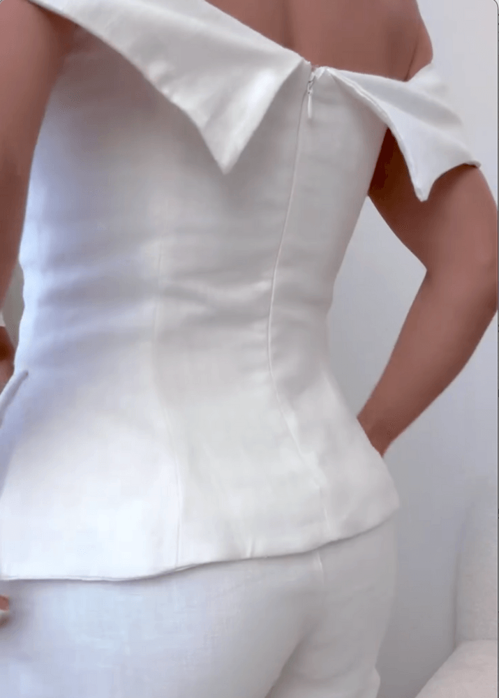 Liam White Cotton and Linen Two-piece Suit