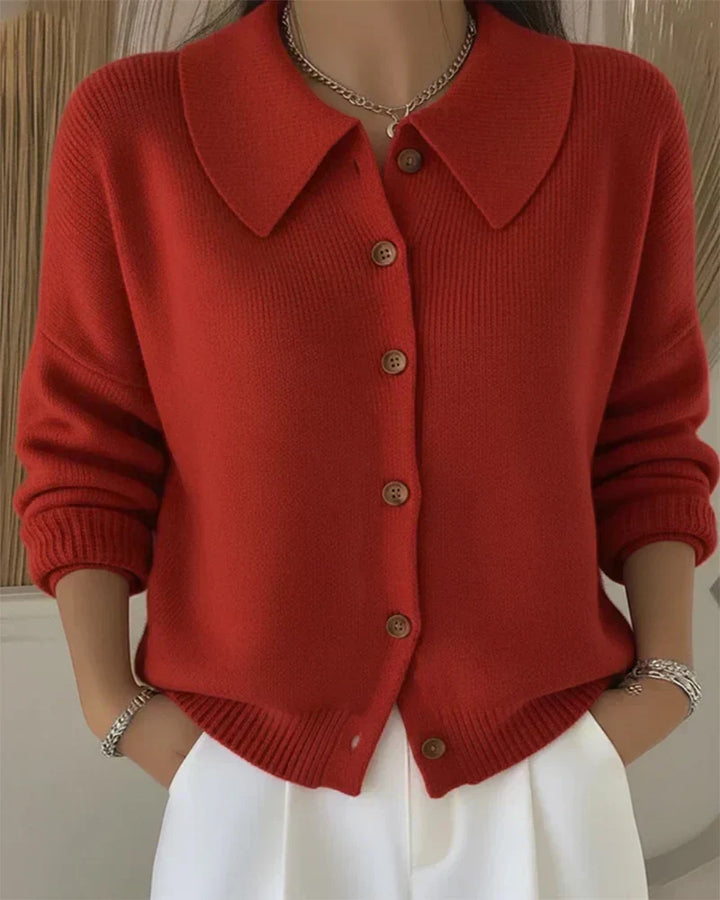 Women's Button Down Cardigan Collared Long Sleeve Knit Casual Sweater