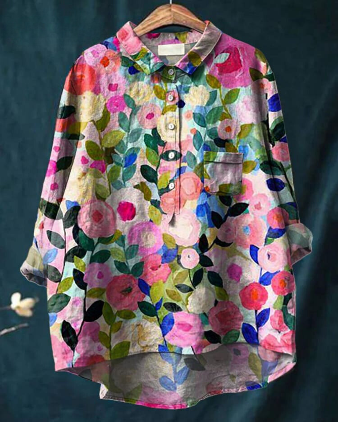 Caroline | Floral Oversized Collar Blouse for Women