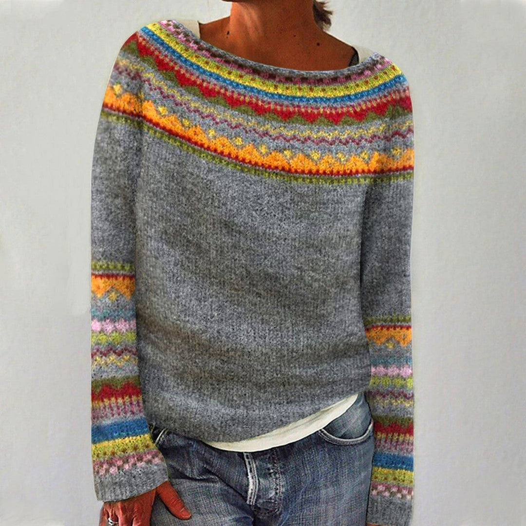 Women's Norwegian Fair Isle Sweater – Nordic Crew Neck Knit Pullover