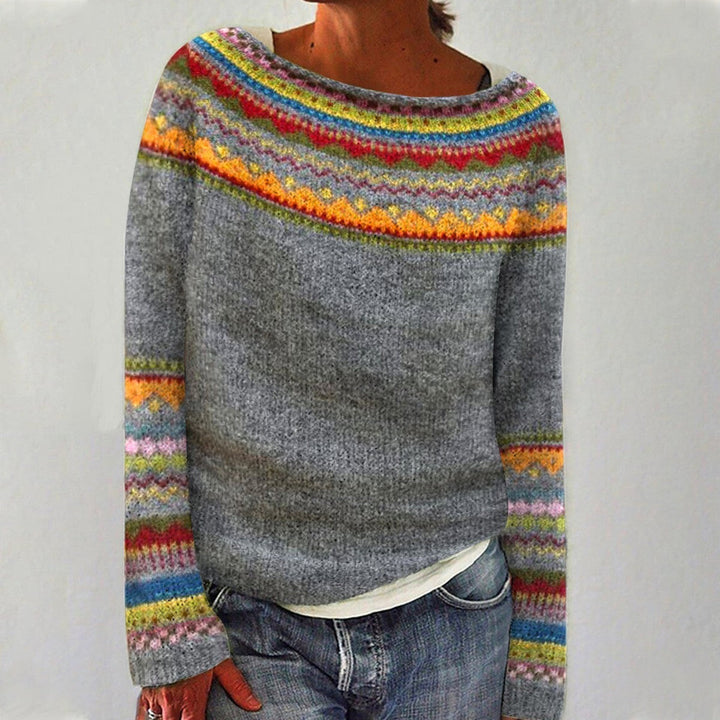 Women's Norwegian Fair Isle Sweater – Nordic Crew Neck Knit Pullover