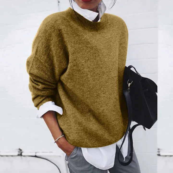 Women's Crewneck Pullover Sweater Long Sleeve Oversized Knit Casual