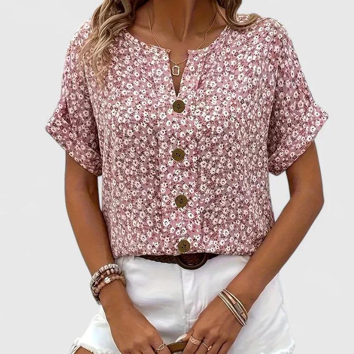 Whitney | Button-Down Short Sleeve Blouse for Women