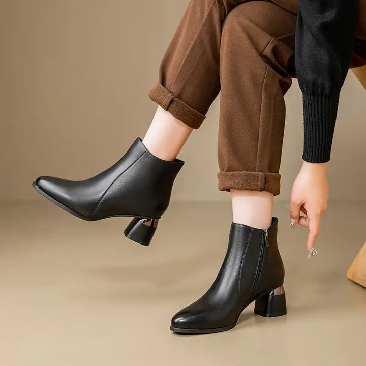 Women's Ankle Boots Block Heel Rounded Toe Casual Footwear
