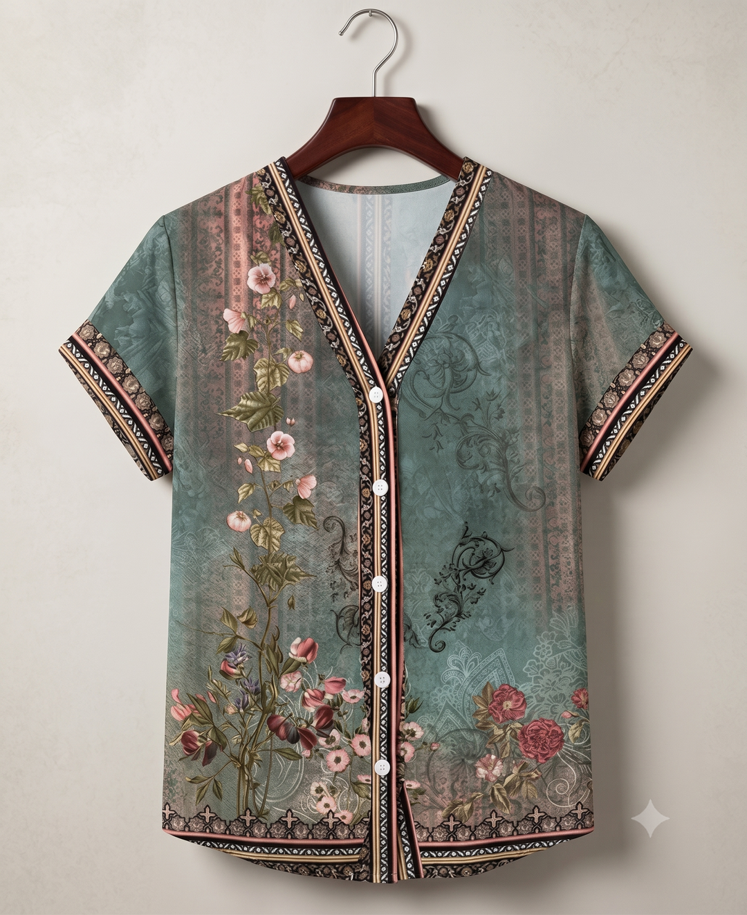 Hailey | Button-Down V-Neck Floral Blouse for Women