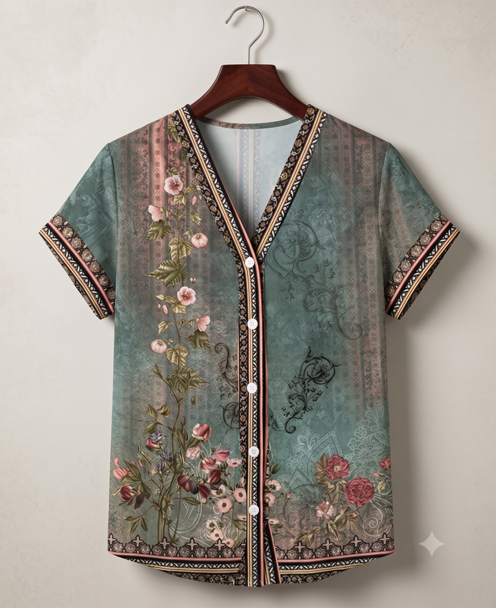 Hailey | Button-Down V-Neck Floral Blouse for Women
