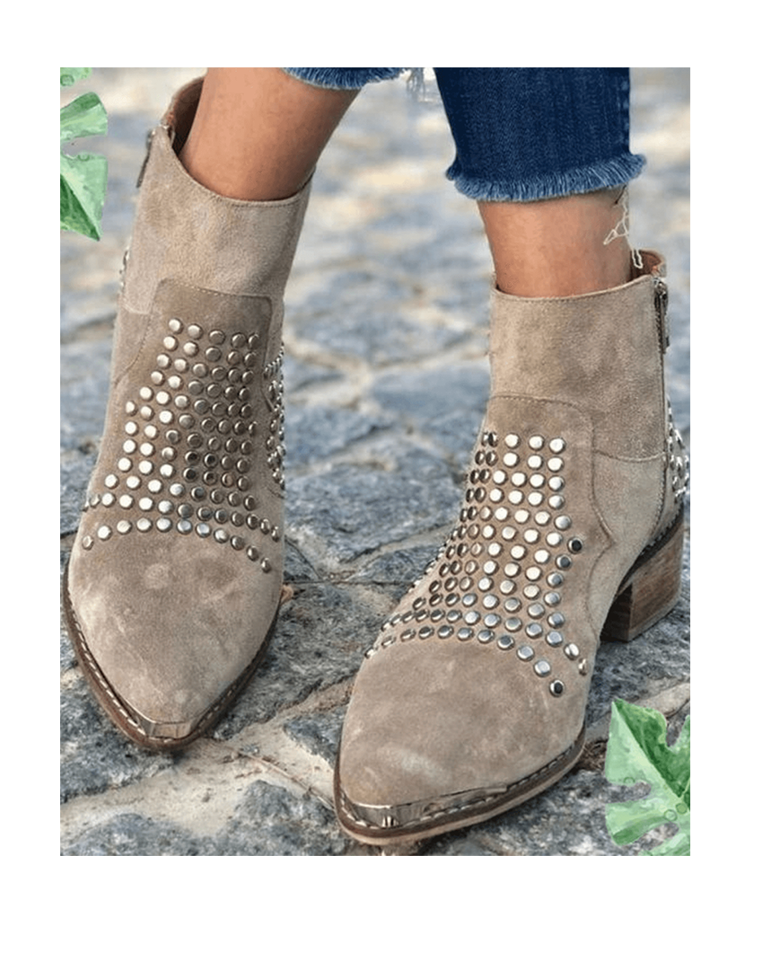 Women's Pointed Toe Studded Boots | Casual Footwear