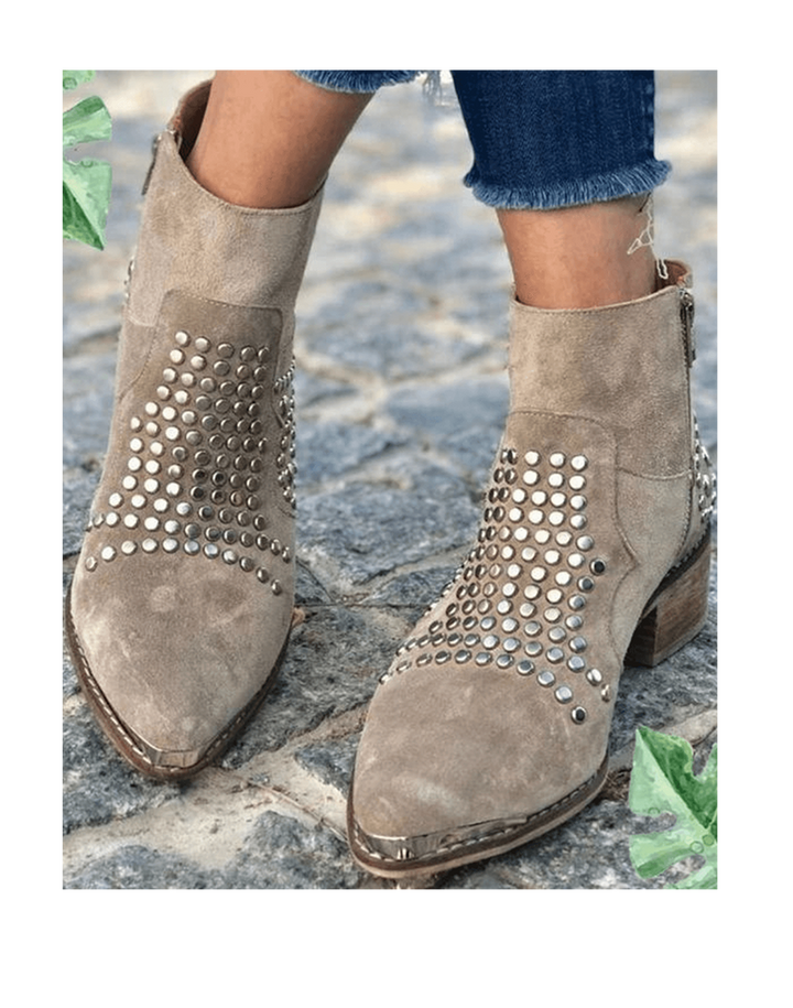 Women's Pointed Toe Studded Boots | Casual Footwear
