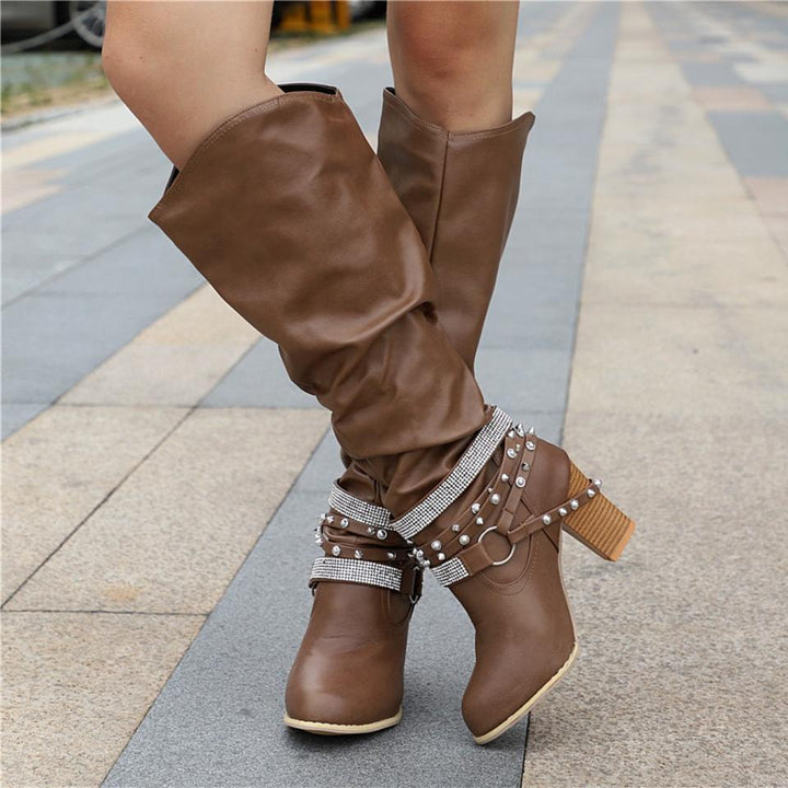Women's Knee-High Slouchy Block Boots