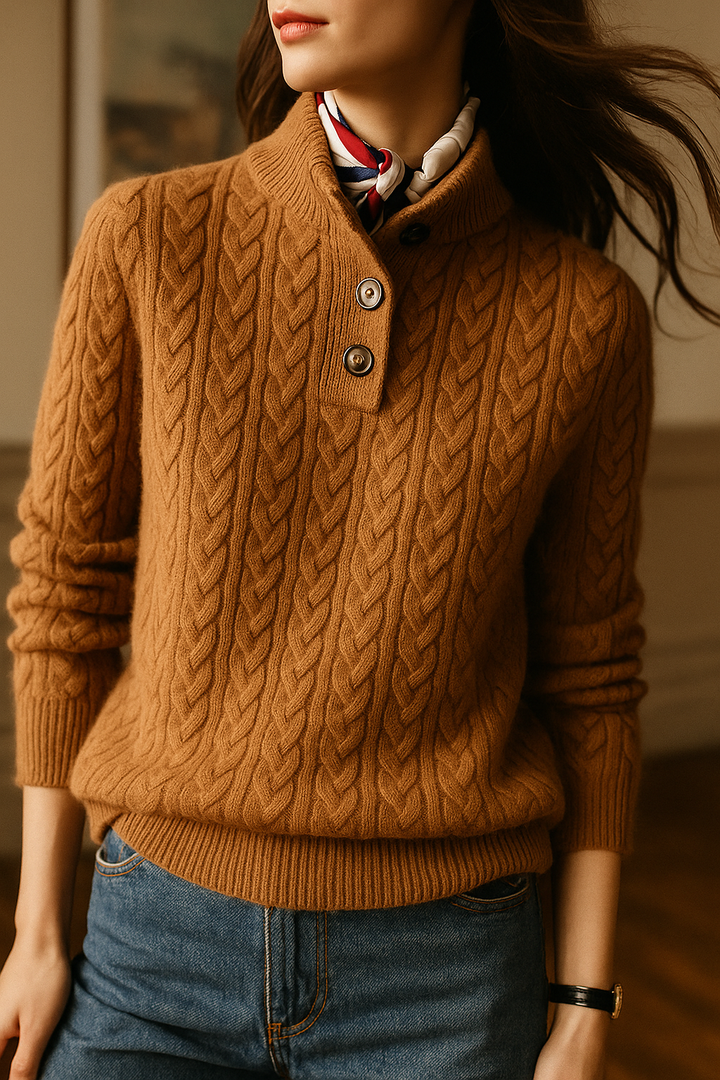 Nathalia | Button-Up Cable Knit Sweater for Women
