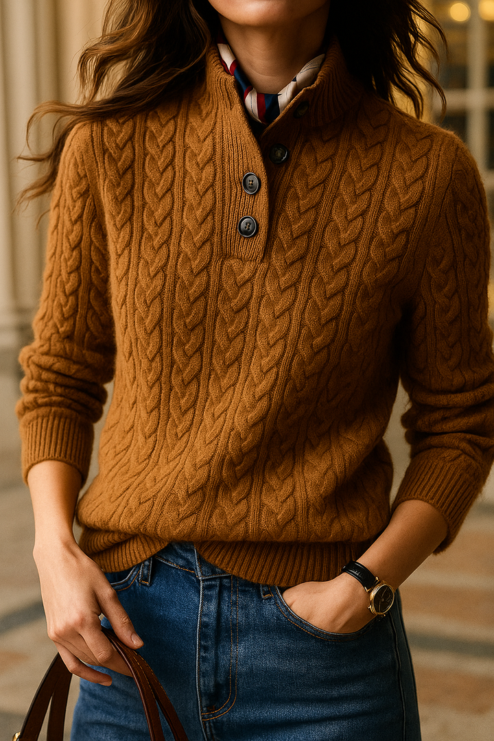 Nathalia | Button-Up Cable Knit Sweater for Women