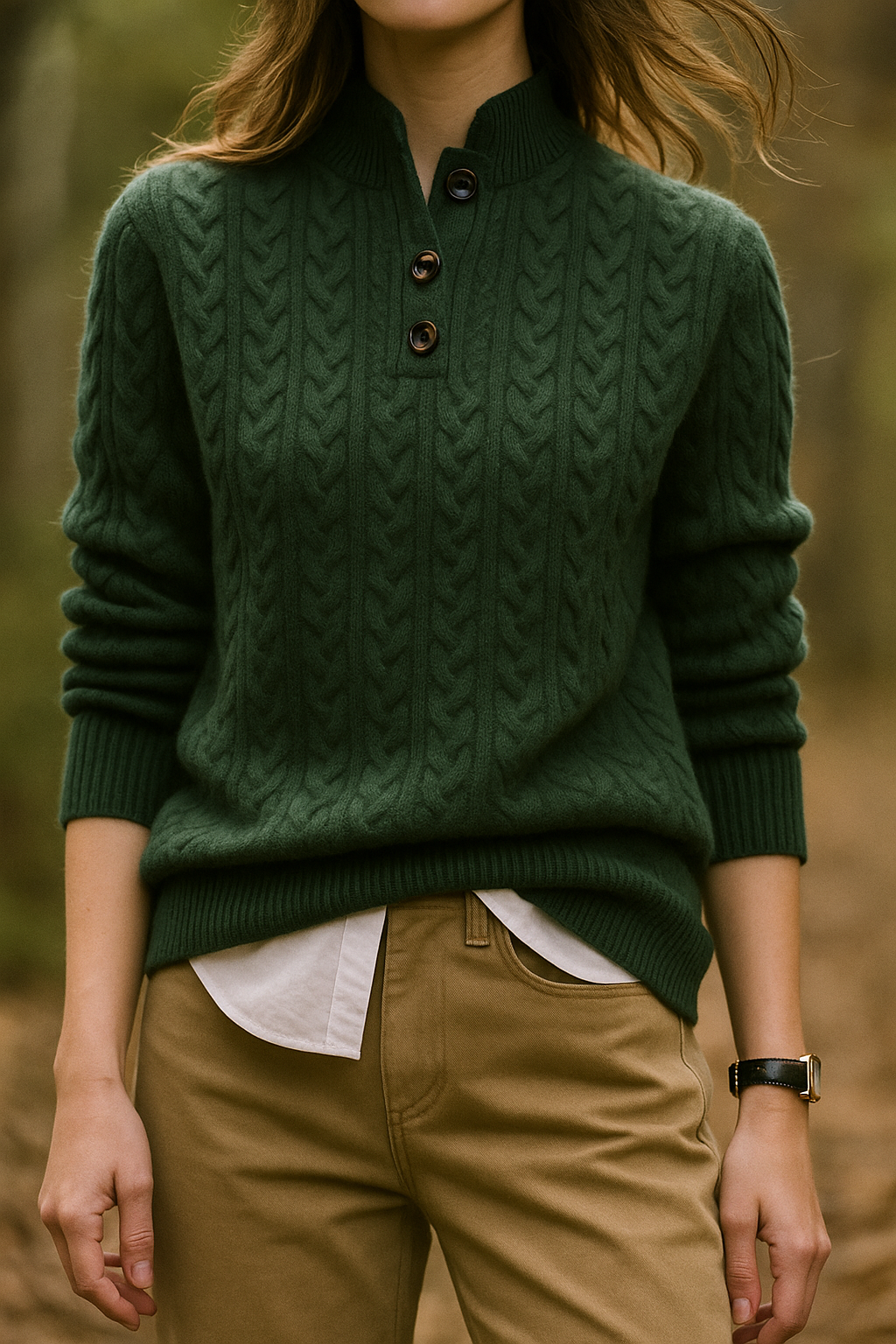 Nathalia | Button-Up Cable Knit Sweater for Women
