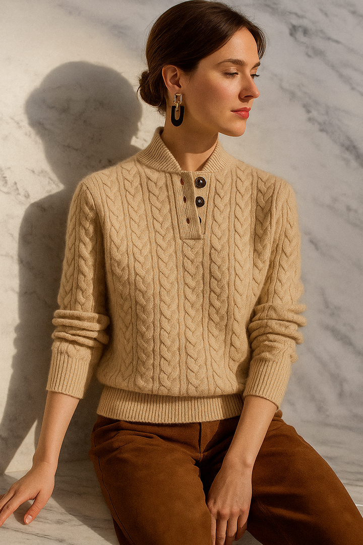 Nathalia | Button-Up Cable Knit Sweater for Women