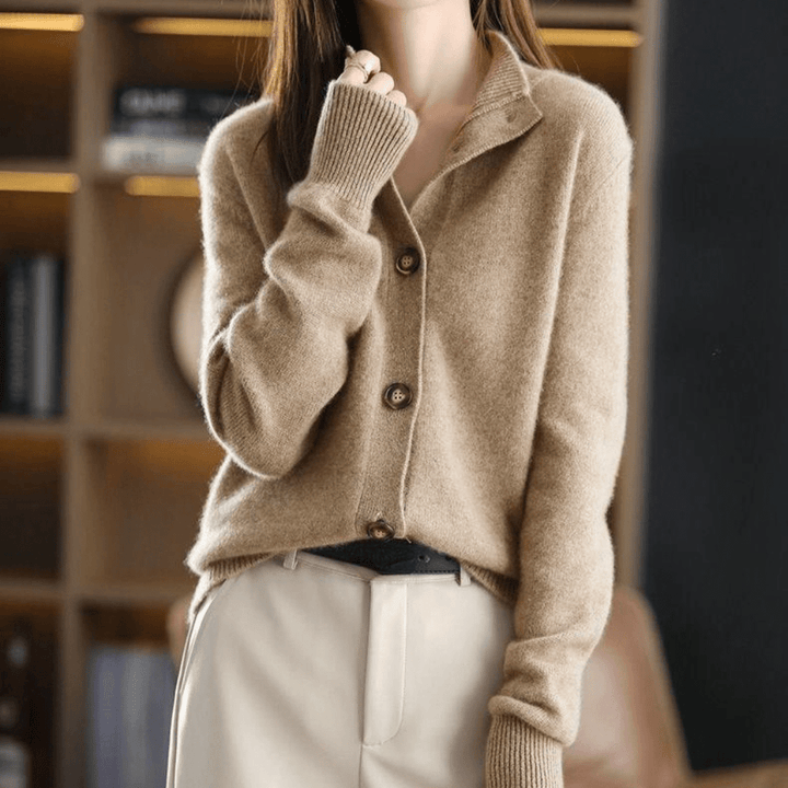Women's Fluffy Button Front Cardigan – Plush Long Sleeve Knit Cardigan