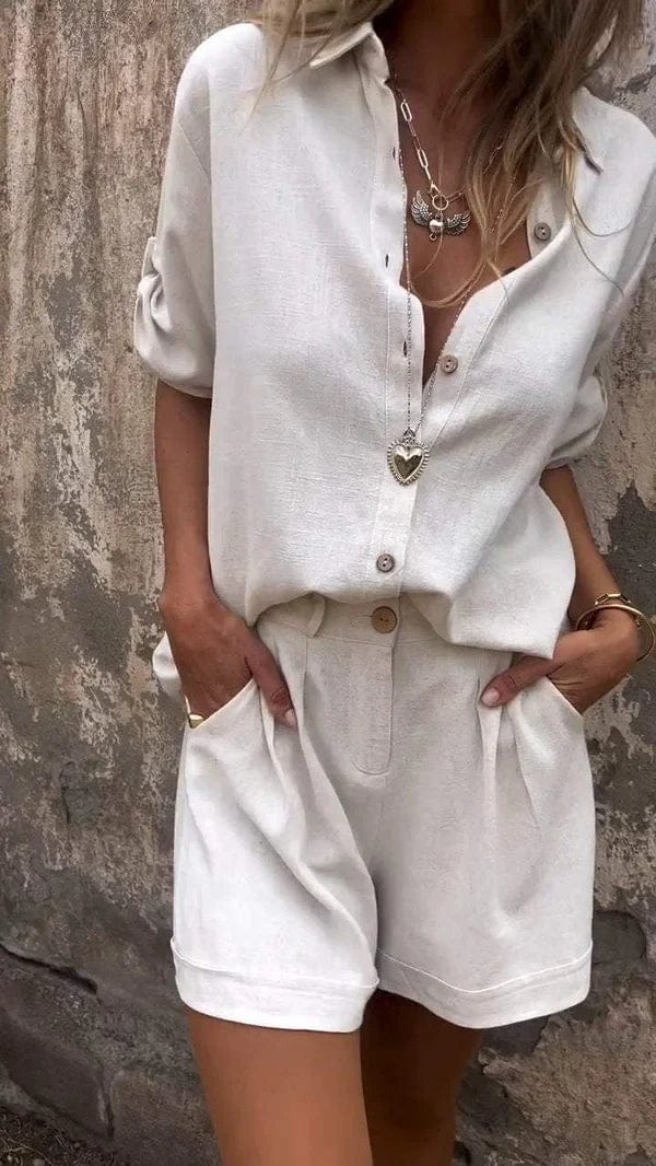 Aneta | Button-Down Shorts Set for Women