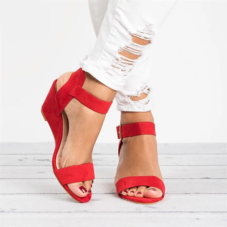 Madeleine | Wedge Sandals with Open Toe and Ankle Strap for Women
