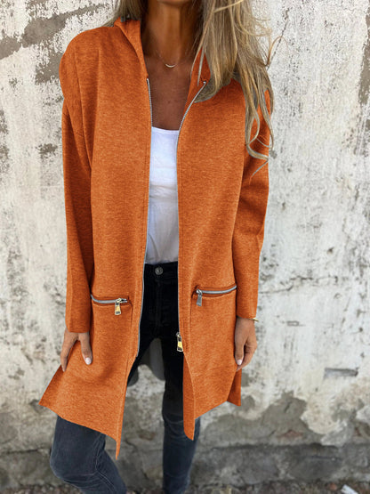 Women's Zip Up Hooded Cardigan Long Sleeve Pocket Casual Coat