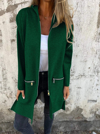 Women's Zip Up Hooded Cardigan Long Sleeve Pocket Casual Coat