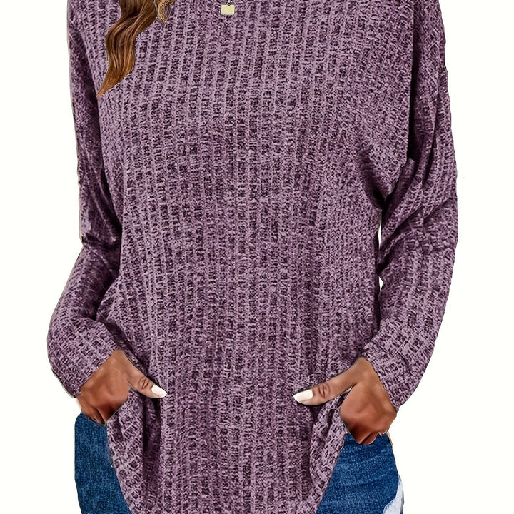 Marisol | Women's Waffle Knit Curved Hem Tunic Sweater