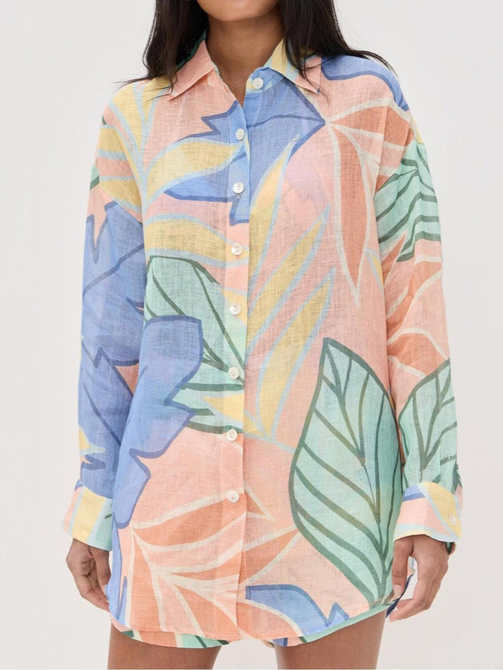 Diego Tropical Leaf Printed Short Set