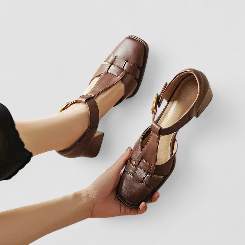 ELIANA | ORTHOPEDIC T-STRAP BLOCK HEELS