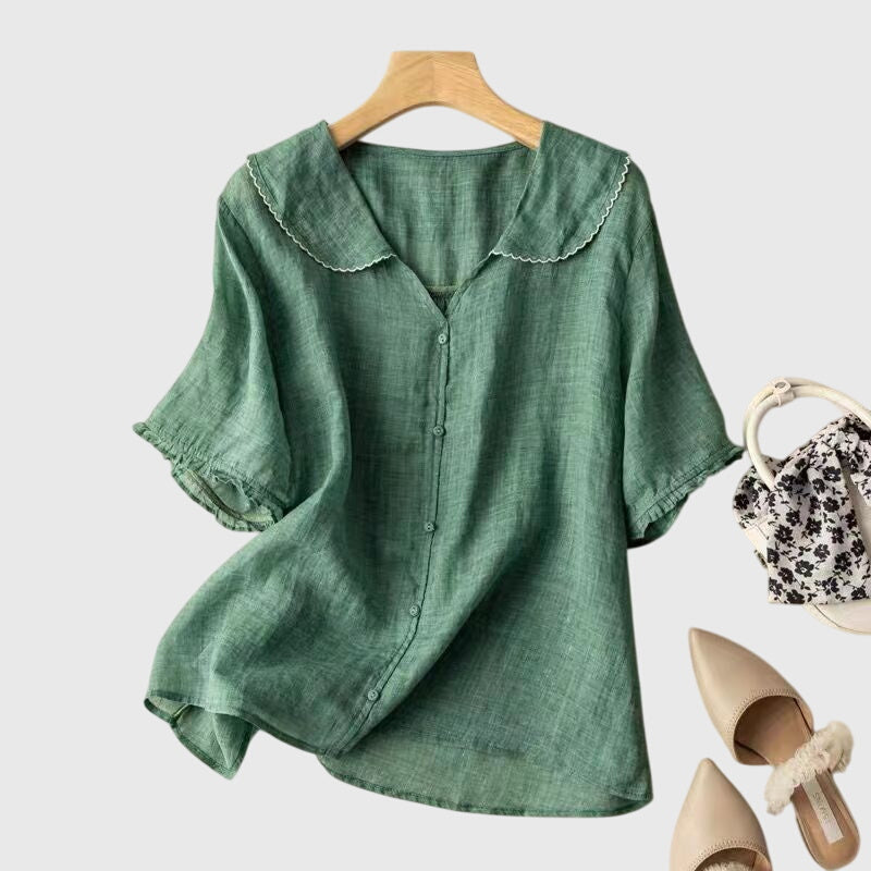 Mena | Peter Pan Collar Button-Down Blouse for Women
