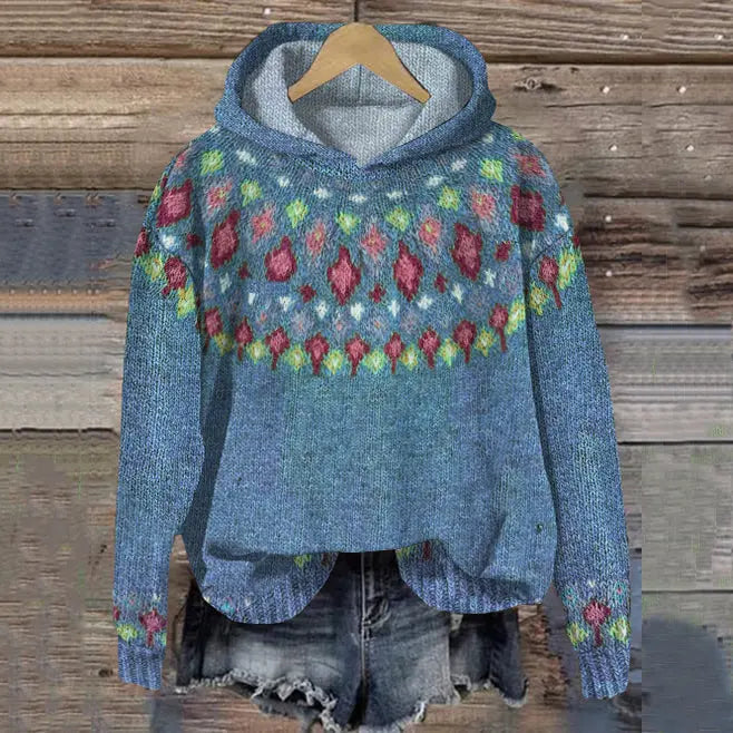 Amaya | Oversized Fair Isle Hoodie Sweater for Women
