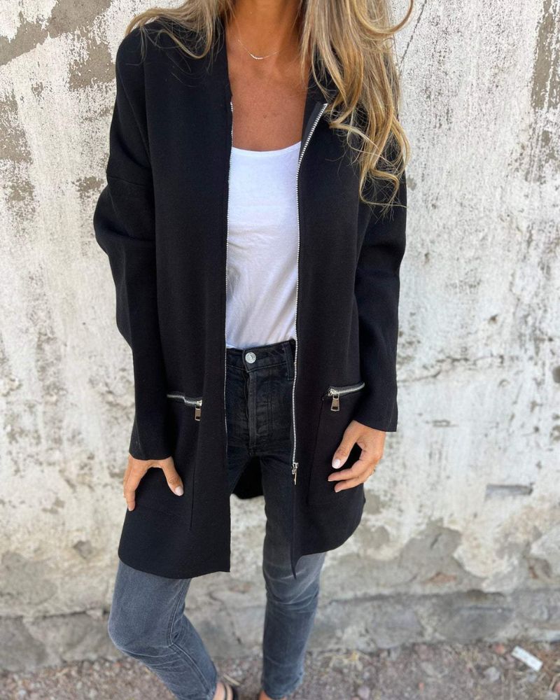 Women's Zip Up Hooded Cardigan Long Sleeve Pocket Casual Coat
