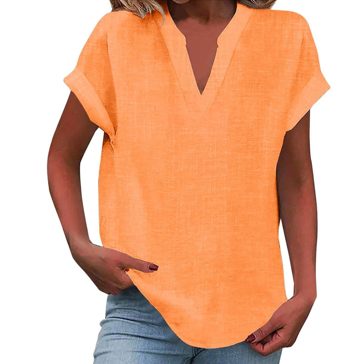 Glenda | Blouse with V-Neck and Short Sleeves for Women